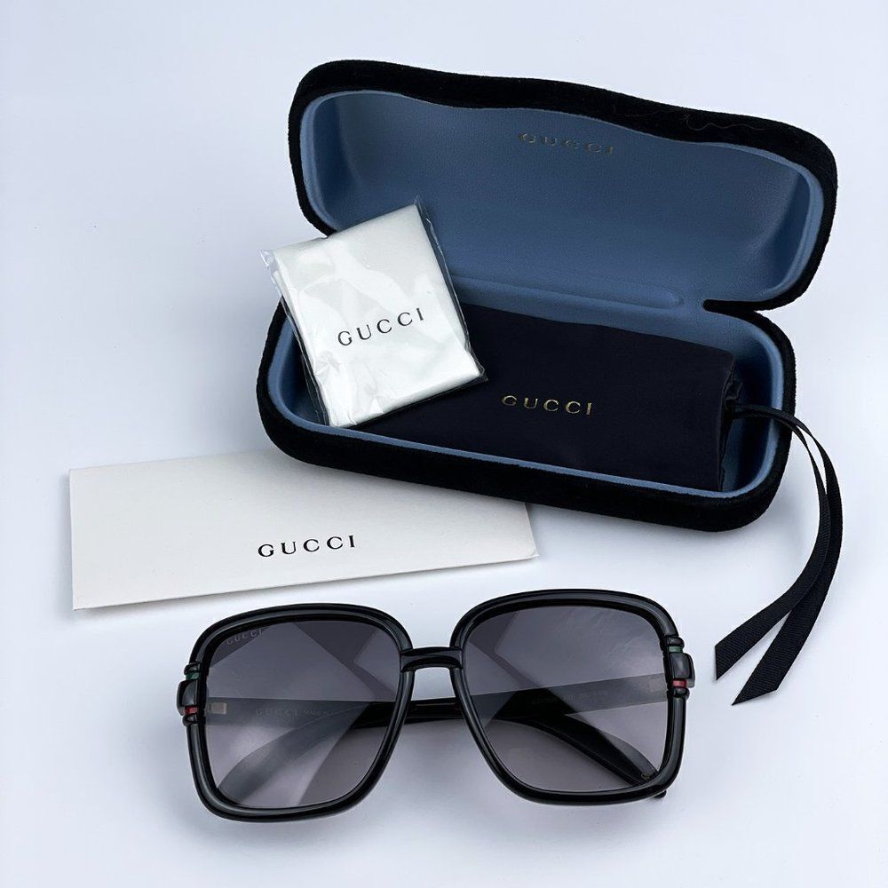 SALE! NEW GUCCI GG1066S 001 Black Gray Gradient Butterfly Women Sunglasses - Picture 7 of 12